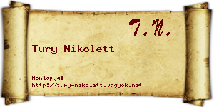 Tury Nikolett névjegykártya